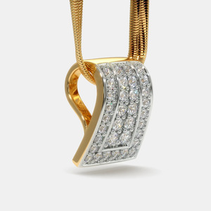 Collar con Colgante de Diamantes Cultivados en Laboratorio en Forma de Trapezoide de Dos Tonos - Product Image 5