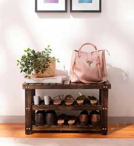 Four Tier Wooden Shoe Rack Bamboo Slatted <b>Shelves</b> Light Wood Organizer Compact Footwear Storage Stand for Home Entryway - Product Image 2