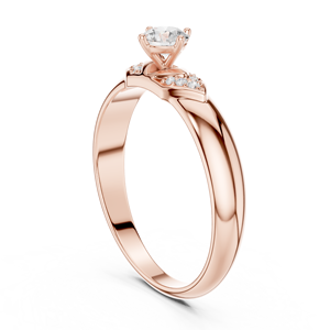 Bague de fiançailles solitaire ronde en or rose de luxe, bague de promesse vintage avec halo pour femme, bijoux de mode - Product Image 2