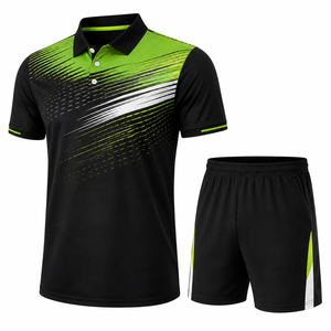 Custom Tennis Uniform Set Solid Color <b>Badminton</b> Polo Shirt with Shorts Sublimated Mens Squash Kit Training Sportswear Outfit - Product Image 1