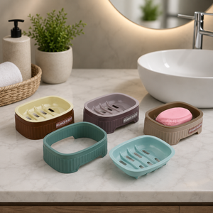 Jabonera de Plástico Reliance, Diseño Minimalista, Fácil de Limpiar, Colores Morado y Beige para Baño - Product Image 3