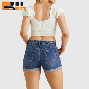 Shorts en jean pour femmes, classiques, vintage, taille haute, bleu, jambes larges, décontractés, été, shorts en jean pour femmes - Product Image 3