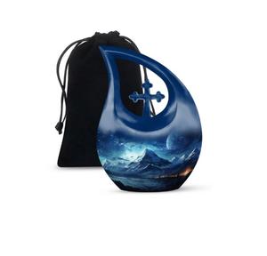 Urne funéraire décorative en métal noir, forme goutte d'eau avec croix, pour cendres, souvenir de crémation pour enfant, parmi les meilleures ventes. - Product Image 6