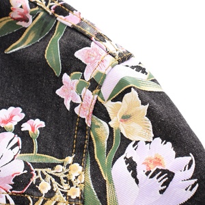 Jean <b>Jacket</b> Manufacturer Cropped Button Denim <b>Trucker</b> <b>Jacket</b> Custom Oversized Floral Print Womens Wholesale - Product Image 5