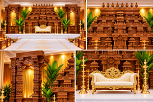 Mandap de mariage de style temple d'Inde du Sud / Kalyana Mandapam, mandap de mariage luxueux en bois sculpté pour les mariages tamiliens aux États-Unis - Product Image 6
