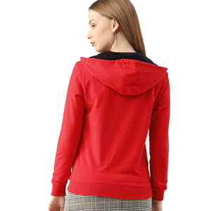 Sudadera con Capucha Roja para Mujer, Ligera, de Algodón Tejido, con Cierre y Bolsillos Delanteros, para Fitness y Actividades al Aire Libre - Product Image 6