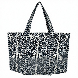 Blue Floral Print Zipper Closure Large Capacity Waterproof Eco-Friendly Women's <b>Boho</b> Style Shoulder Strap Tote <b>Bag</b> - Product Image 2