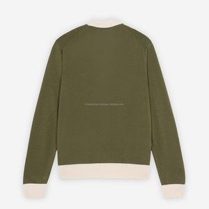 BWholesale Custom British Style Plain Color <b>Cardigan</b> <b>Long</b> Sleeved V-neck Wool/Acrylic Coarse Wool 220g Knitted Sweater <b>for</b> <b>Men</b> - Product Image 3