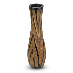 Vase en bois de manguier artisanal en spirale avec incrustation noire - Décoration d'intérieur en gros - Product Image 2