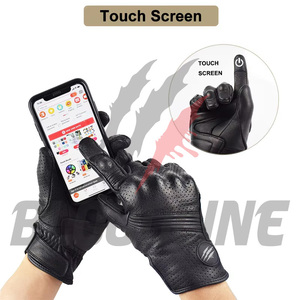 Guantes deportivos transpirables de cuero negro, guantes de moto para las cuatro estaciones, guantes de ciclismo sin forro - Product Image 1