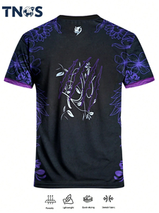 Men's Navy Blue Sublimated <b>Soccer</b> Jersey Short Sleeve Moisture Wicking Slim Fit Animal Print Crew Neck Athletic Apparel - Product Image 5