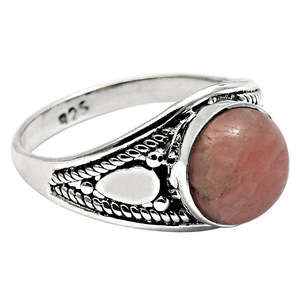 Natural Round Cut Rhodochrosite Gemstone <b>Ring</b> In 925 Solid Sterling Silver <b>Boho</b> Jewelry For Wholesale Supplier ODM OEM Jewelry - Product Image 1