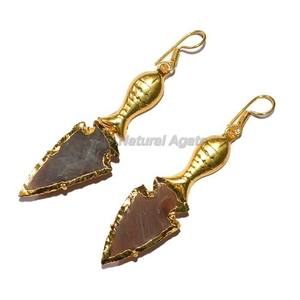 Boucles d'oreilles en Quartz de cristal galvanisé, boucles d'oreilles à la mode, bijoux volants dorés noués - Product Image 5