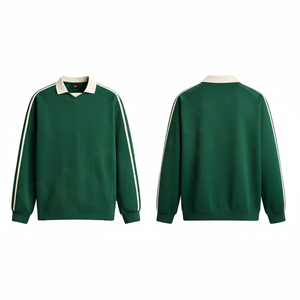 Sudadera Polo Deportiva Casual de Manga Larga con Rayas en Contraste, Corte Holgado, para Otoño e Invierno, Cómoda - Product Image 4