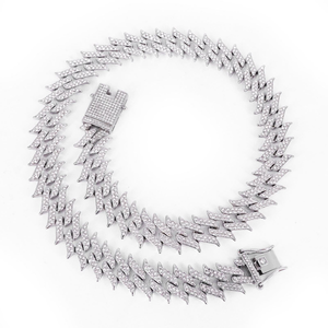 Chaîne cubaine à griffes entièrement pavée de diamants Moissanite en argent 925, collier Hip Hop - Product Image 6