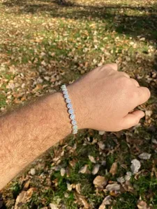 Bracelet tennis en moissanite taille ronde 6,5 carats avec sertissage griffe en argent sterling plaqué or blanc 14 carats pour femme 7,5 pouces - Product Image 2