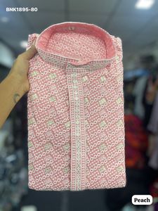 Premium Quality Rayon with Chickankari Chiffli work Full-Sleeve <b>Kurta</b>-Elastic waist Payjama Collection Indian Exporter - Product Image 5