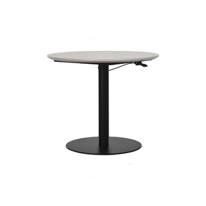 Contemporary <b>Adjustable</b> Height Bar <b>Table</b> Round Grey Marble Melamine Top Matt Black Metal Base Gas Lift Pub <b>Table</b> for Bistro Cafe - Product Image 4