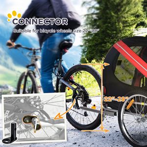 Rimorchio per Bici per Cani Rosso e Nero con Ruote Grandi, Carrello per Animali Domestici per Avventure Fuoristrada, Materiale in Alluminio Resistente, Max 50kg per Gatti e Pecore - Product Image 6