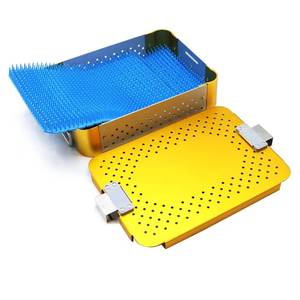 Morje Surgical Yellow Blue Stainless Steel & Aluminum Alloy <b>Pet</b> <b>Carrier</b> Tray with Perforated Design for Veterinary Use - Product Image 1