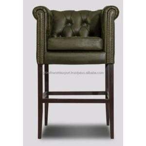 <b>Leather</b> bar <b>Stool</b> Best Quality Modern Wooden Buffalo <b>Leather</b> Restaurant Bar Chair with Wooden Legs for Hotel Restaurant Home Use - Product Image 2
