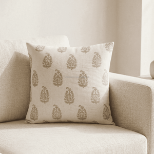 Elegant White Leaf Printed <b>Sofa</b> Pillow <b>Cover</b> <b>For</b> Hotel Hospital Farmhouse Decor Accent Block Print 20X20 Pillow <b>Covers</b> - Product Image 4