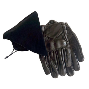 Gants de moto en cuir de mouton véritable marron, doigts entiers, unisexe, sangle de poignet réglable, prise en main confortable, extérieur, toutes saisons - Product Image 2