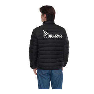 Chaqueta acolchada negra para hombre y mujer de Relevo Industries, con cierre a prueba de viento, de poliéster, informal, para invierno. - Product Image 1