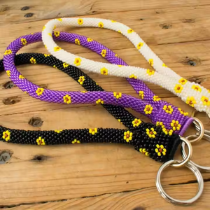 Handmade Beaded Keychain Fruit Pattern Colorful Bead Embroidery Unique Designer <b>Key</b> <b>Holder</b> for Travel Bags Purses Vintage Style - Product Image 4