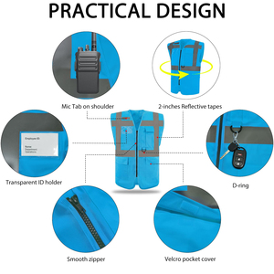 Industrial Safety Vest High Vis Reflective Strips Factory <b>Workers</b> Warehouse Operations Site Security Uniform Protective Gear - Product Image 3