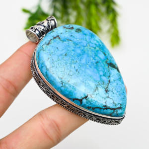 Turquoise 925 Silver Luxury <b>Statement</b> <b>Necklace</b> 22g Weight Made in India - Product Image 2