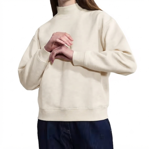 Soft Cotton Women's Oversized Mockneck Sweatshirt Everyday Pullover Relaxed <b>Long</b> <b>Sleeve</b> Fashion Clothing <b>Top</b> - Product Image 1