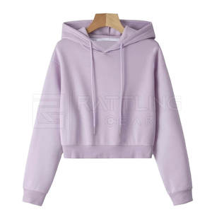 Dernier style de sweat à capuche pour femmes, haut court personnalisé, couleur unie, doublé polaire, design, saison d'hiver, court pour dames et filles - Product Image 1