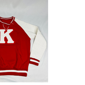 Sweat-shirt à col rond à manches raglan rouge et blanc pour homme, couleur unie, avec poche, pull décontracté en tricot Delta, tissu French Terry, coupe classique - Product Image 6