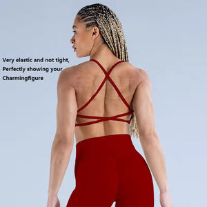 Nuevo Conjunto Ecológico de 2 Piezas: Sujetador Deportivo de Yoga sin Costuras de Cintura Alta con Tirantes Finos Cruzados en la Espalda, Antichoque y Diseño Personalizado - Product Image 2