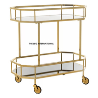 Chariot de service hôtelier à 4 roues en fer et verre, qualité exclusive, pour cuisine, hôpital, entrepôt