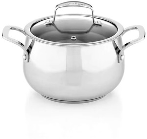 Cacerola Clásica de Acero Inoxidable con Tapa, Diseño Redondo, Acabado Pulido Duradero, Solo Lavar a Mano - Product Image 2