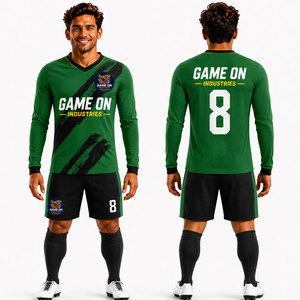 Custom Full Sublimation Blank Football Jersey Football Set Jersey <b>Soccer</b> Wear Quick Dry Long Sleeve Retro <b>Soccer</b> Uniform - Product Image 1