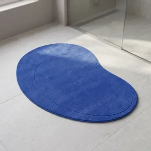 Alfombra de Baño Moderna Azul con Forma Novedosa, Base Antideslizante de Goma, Poliéster con Pelo Corto para Baño - Product Image 5