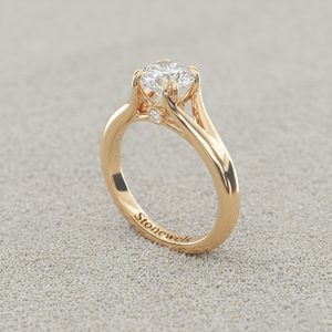 Bague de fiançailles solitaire à tige fendue en or massif |   Diamant de laboratoire cultivé en laboratoire - Product Image 2