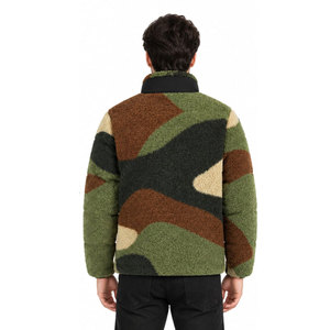 Men's Camouflage <b>Fleece</b> <b>Jacket</b> Stand Collar Zipper <b>Thick</b> Winter Wear Casual Style Sherpa Lining Windproof Regular Fit - Product Image 3