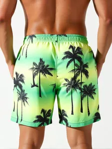 Short de bain pour homme à imprimé palmiers tropicaux, respirant, séchage rapide, avec cordon de serrage, taille mi-haute, coupe élastique, idéal pour l'été - Product Image 2
