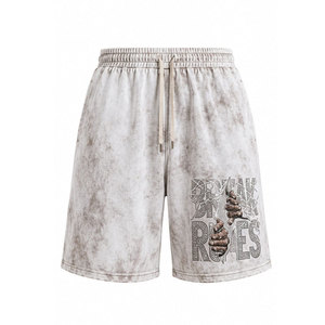 Pantalones Cortos de Algodón Tie Dye para Hombre con Estampado Break Rules, Cintura Elástica con Cordón, Estilo Casual Urbano, Tejido Transpirable - Product Image 2