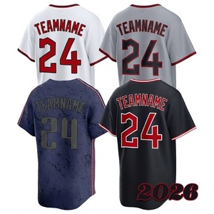 Teamname 24 Camiseta de béisbol de manga corta de poliéster transpirable unisex para adultos para todas las estaciones Ropa de equipo con estampado en la espalda - Product Image 1