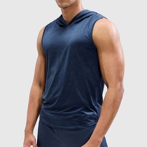 Men's Summer Embroidered Breathable Casual Solid Color <b>Hoodie</b>-<b>Sleeveless</b> Oversized Gym Sports T-Shirt - Product Image 5