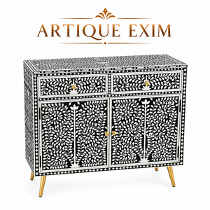 Table console de luxe faite à la main avec incrustations en os, mobilier d'appoint géométrique moderne pour entrée et couloir - Product Image 6