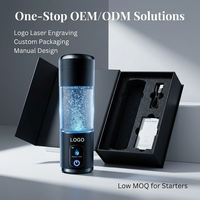 Bouteille d'eau riche en hydrogène à haute concentration (5-10 PPM) avec technologie SPE PEM, portable, alimentée par USB/batterie, pour usage domestique et extérieur