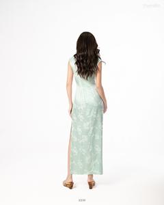 Wholesale Women's Modern Floral Brocade Cheongsam Maxi <b>Dress</b> with Side Slit ET3230 - Product Image 3