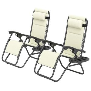 Set di 2 Sedie Pieghevoli Color Crema per Uso Esterno in Cortile e Giardino - Product Image 5