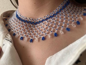 Collier ras du cou brodé de perles de verre faites à la main, style élégant UO, bijoux fantaisie pour mariée, soirée, Inde - Product Image 6